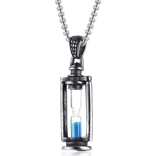 Mens Titanium Steel Vintage Hourglass Pendant N00735