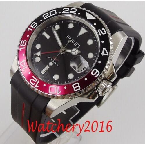 New 40mm Parnis Sterile dial sapphire gmt date automatic mechanical mens wristwatch