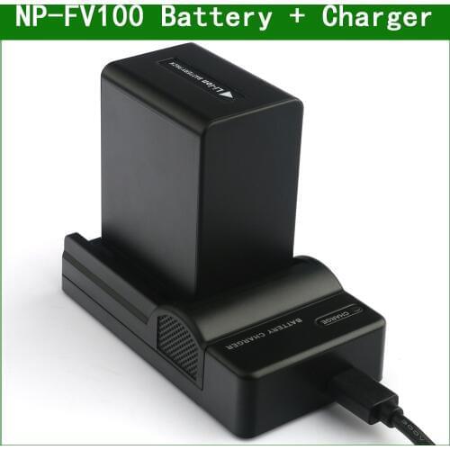 NP-FV100 NP FV100 NPFV100 Digital Camera Battery + Charger for Sony HDR CX450 PJ510 PJ675 XR550E XR150E XR260 CX485 XR350