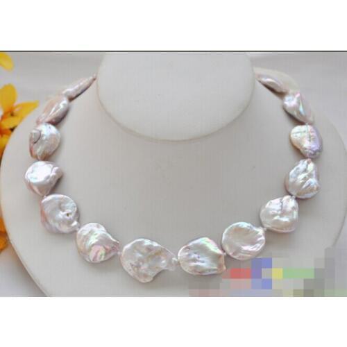 CBN80 HUGE 17" 22mm baroque coin lavender freshwater cultured PEARL NECKLACE