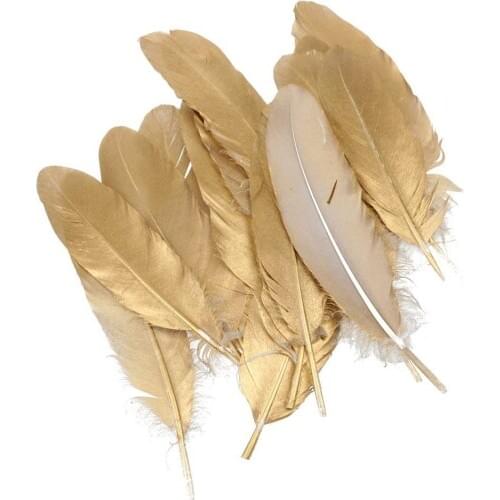 Wholesale Glitter Gold Silver Dipped Goose Feathers for Crafts Jewelry Accessories Wedding Decoration Duck Feather Natural Plume