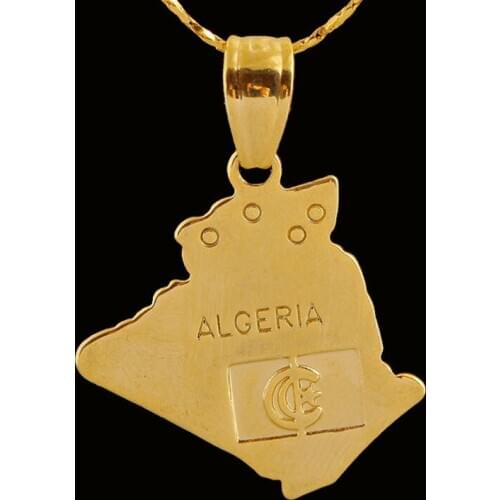Classic Copper Titanium Alloy Algeria Map Pendent Necklace Algerian Maps Necklace for Women Men Girls Neck Collar Jewelry Gift