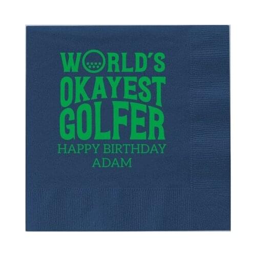 Worlds Okayest Golfer Personalized Golf Par-Tee Napkins, Custom Birthday Napkins, Custom 30th Birthday Napkins 50pcs