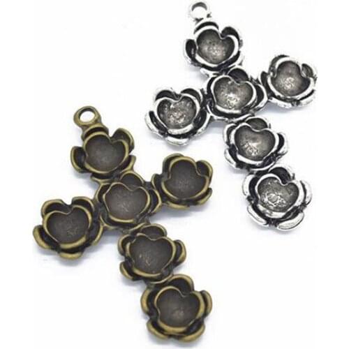 10pcs 52x36mm Antique Bronze/ Antique Silver Alloy Crosses Charm Pendant Fit Bracelets Necklace DIY Jewelry Making