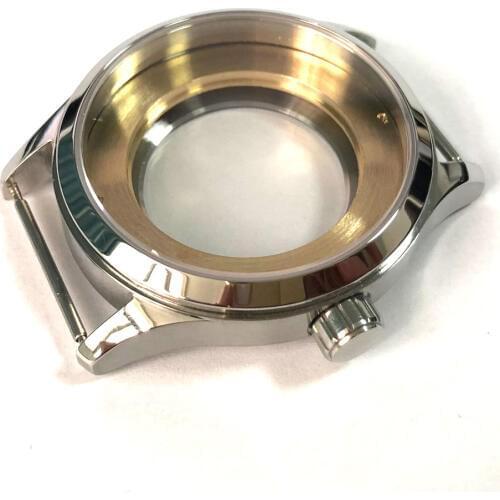Corgeut 42mm sapphire glass polished 316L Stainless Steel watch case fit ETA 2836 2824 MIYOTA 8215 821A movement
