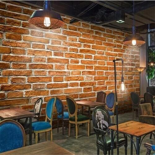 Custom 3D Wallpaper Mural Orange Yellow Red Brick Wall Wallpaper Living Room Bedroom Decoration Wallpaper