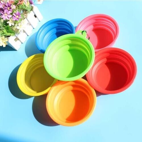 1PC Folding Silicone Dog Bowl Outfit Portable Travel Bowl For Dog Feeder Utensils Small Mudium Dog Bowls Pet Accessories