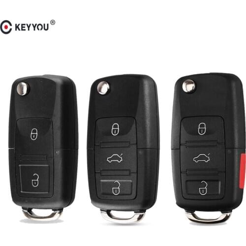 KEYYOU 20pcs Flip Folding Remote Car Key Shell Case Fob For VW polo passat b5 B6 Tiguan Golf 4 5 Seat Skoda HU66 Blade