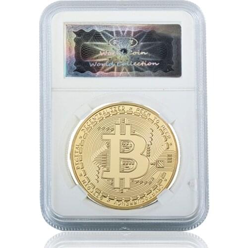 United States Bitcoin Gold Coin Art Collection Gift commemorative US CoinMetal Antique Imitation W/ Acrylic Case