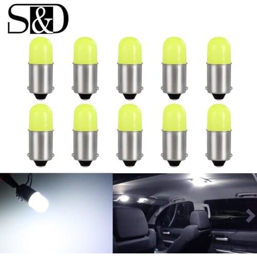 10pcs BA9S T4W H6W LED Bulbs Car Interior Lights License Plate Door Reading Wedge Marker Dome Lamp Auto 6500K White DC 12V