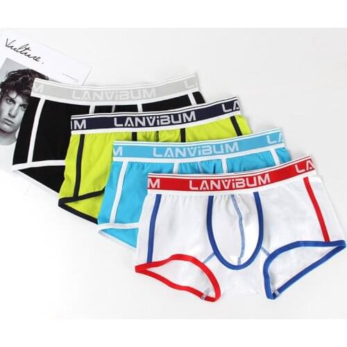 Lanvibum under wear mens underwear medium waist pull frame Cotton Boxer contrast color boxer large pocket boxer underwear