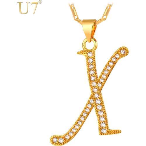 U7 New Fashion X Letter Customized Necklace Women Men Jewelry Gold/Silver Color Alphabet Capital Initial Necklace P717