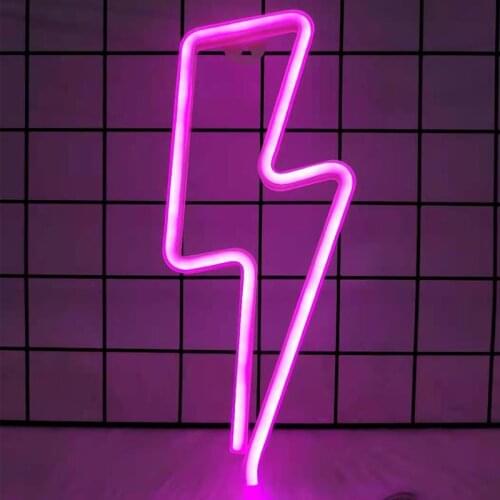 Colorful LED Neon Sign Lightning Shaped Sign Lamp Decorative Table Lamp Neon Light For Home Party Wedding Xmas Gift Night Light