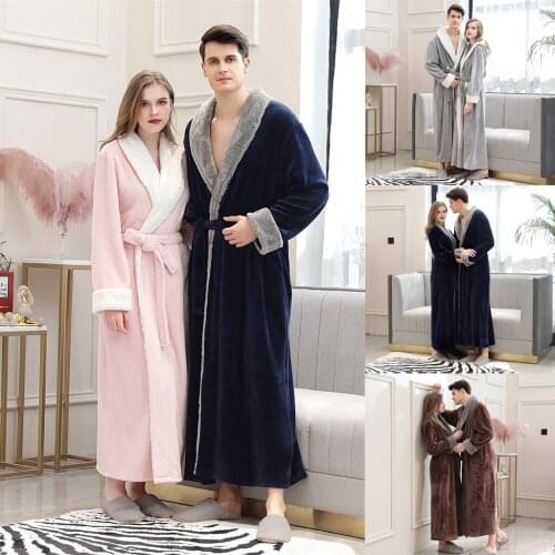 Vaatteet Women Winter Plus Size Long Warm Flannel Hooded Bathrobe Zipper Bath Robe Pregnant Night Dressing Gown Men Sleepwear#g3