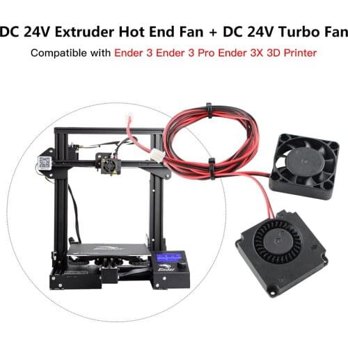 3D Printer Parts 4010 Cooling Fan DC 24V Extruder Hot End Fan and DC 24V Turbo Fan Compatible with Ender 3 Ender 3 Pro Ender 3X