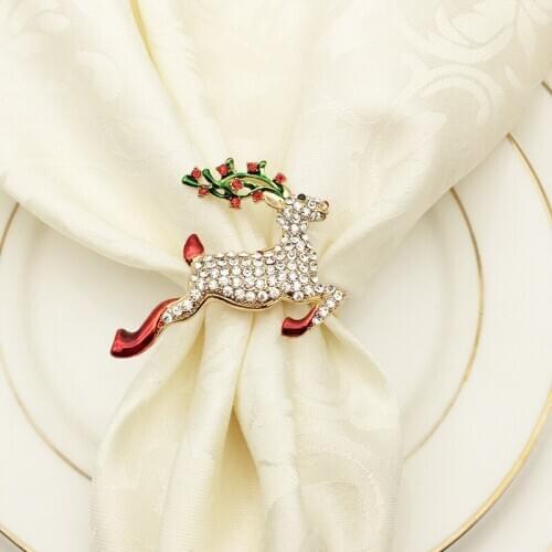 Quality 6PCS Metal Colored Elk Christmas Napkin Ring Wedding Banquet Hotel Table Supplies