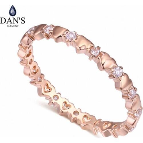 DANS Element Brand Real AAA Zirconia Micro Inlays Rose Gold Color Ring Party For Women Valentine Gift 129593