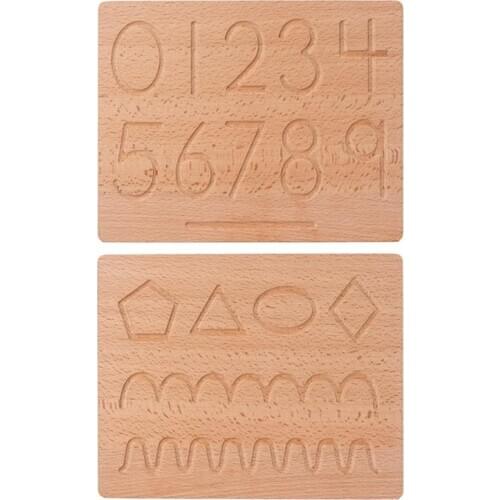 1 Set Of Number Tracing Wooden Drawing Board Kids Number Recognition Toy