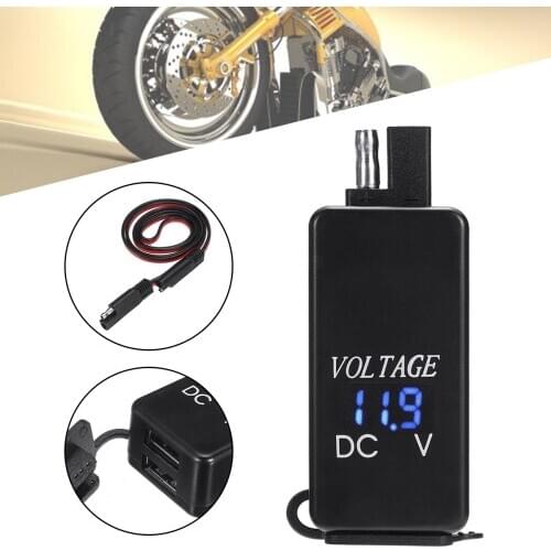 1PC ABS Motorcycle SAE To Dual USB Adapter Cable Phone Charger LED Voltmeter Quick Disconnect Plug For Auto Moto Accessories