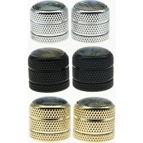 2pcs Chrome Black Gold Push On Guitar Abalone Top Cap Dome Knobs Bass Knob Telecaster Knob