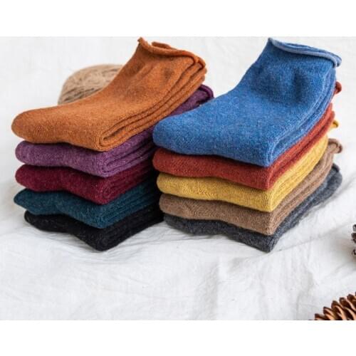 2020 Super Thicker Soild Socks Merino Wool Rabbit Socks Against Cold Snow Russia Winter Warm Funny Happy Women Socks