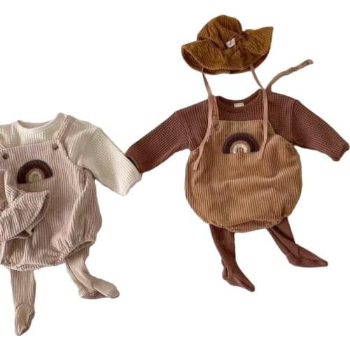 2021 Spring Newborn Baby Clothes Corduroy Infant Baby Boys Girls Bodysuit Rainbow Baby Jumpsuit Kids Overall Babywear