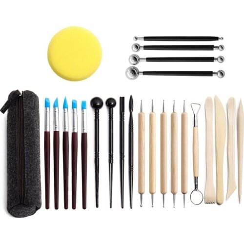 25Pcs Clay Sculpting Tools Ball Stylus Dotting Ceramic Pottery Carving with Storage Bag for Engraving Embossing
