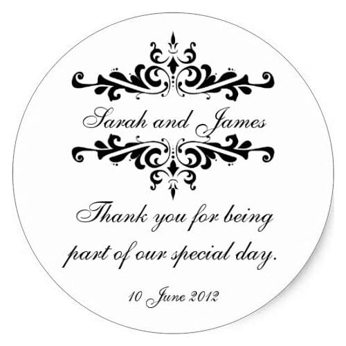 3.8cm Elegant Personalized Thank You Wedding Sticker