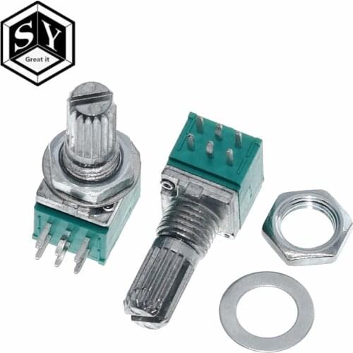 GREAT IT 5PCS 6pins RK097N B5K B10K B20K B50K B100K B500K Audio Amplifier Sealed Potentiometer 15mm Shaft