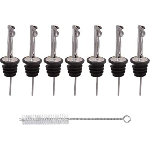7 Pack Liquor Bottle Pourers,316 Stainless Steel Classic Bottle Pourers Tapered Spout, Liquid Pourer for Wine Liquor Olive Oil C