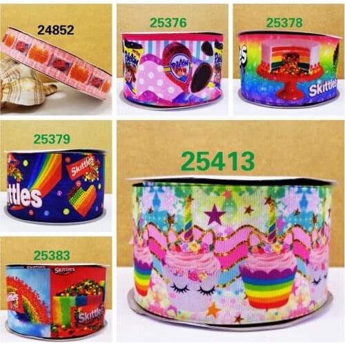Free shipping 50 yard cartoon printed grosgrain ribbon 24852