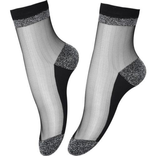 Glitter Socks Women Fashion Streetwear Striped Sock Summer Transparent Mesh Silk Socks Shining Black Fishnet Sock Breathable