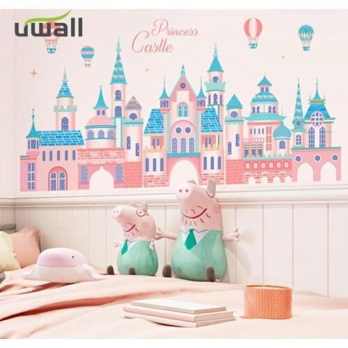 Cartoon Girly Heart Princess Castle Bedroom Decoration Self-Adhesive Wall Stickers Kids Room Decor Home Decor Background Sticker