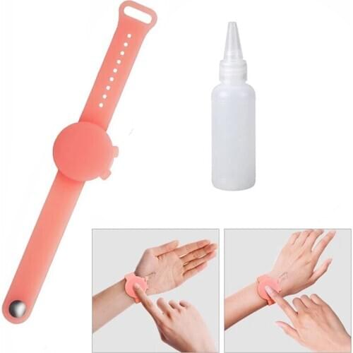 Wristband Hand Dispenser with Bottle Hand Sanitizer Disinfectant Silicone Bracelet Wearable Hand Sanitizer Dispenser Pumps