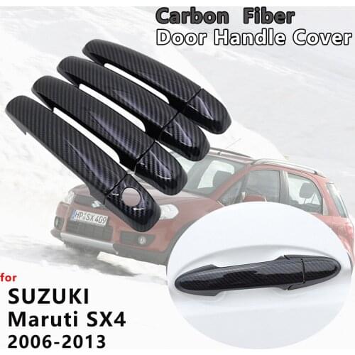 For Suzuki Maruti SX4 Fiat Sedici 2006 2007 2008 2009 2010 2011 2012 2013 Carbon Fiber Door Handle Cover Catch Trim Accessories