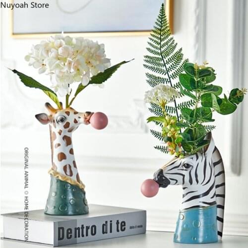 Home Decoration Animal Zebra Vase Creative Ceramic Dried Flower Flower Arrangement Accessories Living Room Decoration Vase