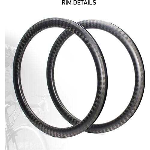 700c Road Bike Carbon Fiber Rim 50mm Depth 12K Twill Matte Surface Tubular/ Clincher / Tubeless For Cyclocross Gravel Bike