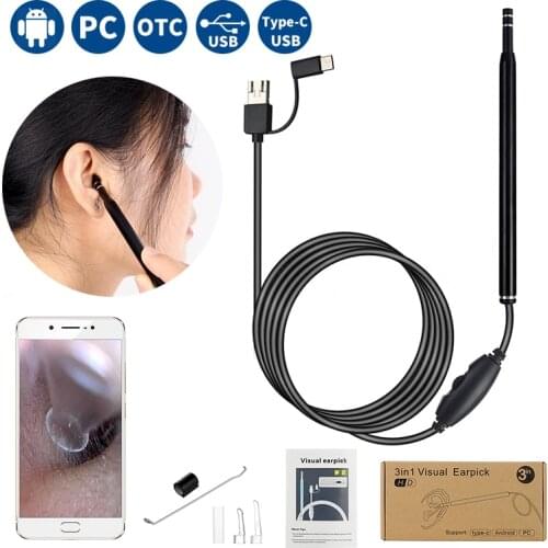 Otoscope video HD 3 IN 1 Ear Cleaner Camera 5.5mm Otoscopio Digital Medical Endoscope Earpick Camera Phone Earwax Removal Tool