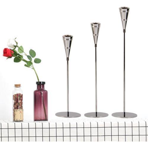 3 Pcs/ Set Slive European Metal Candle Holder Simple Golden Wedding Decoration Bar Party Living Room Decoration Home Decoration