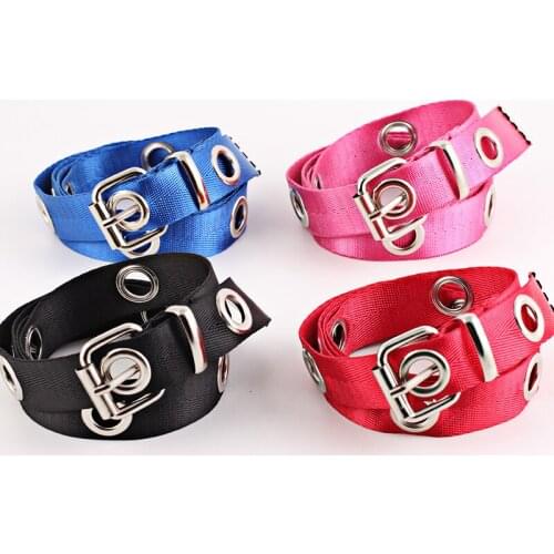 ITSSIBUK New Fashion Women Canvas Belts Hollow Out Air Hole Waistband Long Personality Casual Belt