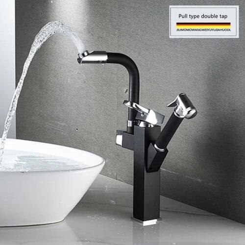 Kitchen Faucet Bathroom Basin Tap Double Spout High Pressure Spray Gun Chrome Black Mixer Tap Hot and Cold Water