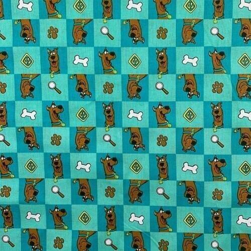 Beautiful 100% Cotton Fabric Mint Green Cartoon Dog Pattern Digital Print Sewing Material DIY Home Patchwork Dress Clothing