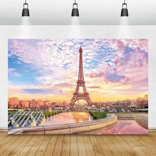 Laeacco Famous Landmark Paris Eiffel Tower Flowers Baby Birthday Photography Backdrops Photo Backgrounds Photocall Photo Studio