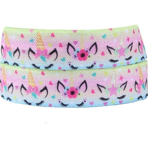 Flora Ribbons Easter theme foe ribbon, 5/8 inch unicorn and star printed fold over elastic for headbands
