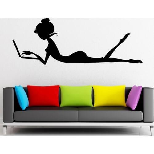 Hot Sexy Girl Wall Sticker Vinyl Decal Computer Online Leisure Removable Home Decoration Wall Decals Living Room Art Mural ZB540