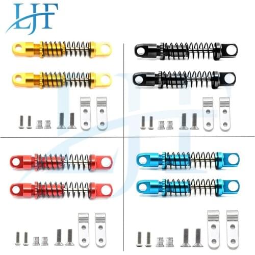 LJF 2pcs For WPL D12 RC Truck Car Upgrades Parts Metal Rear Shock Absorber Damper with Mount Fixed Seat DIY Accessories L249