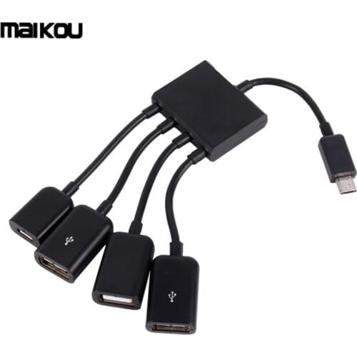 Maikou OTG Hub Cable Connector Spliter 4 Port Micro USB Power Charger for Smartphone Computer Tablet PC