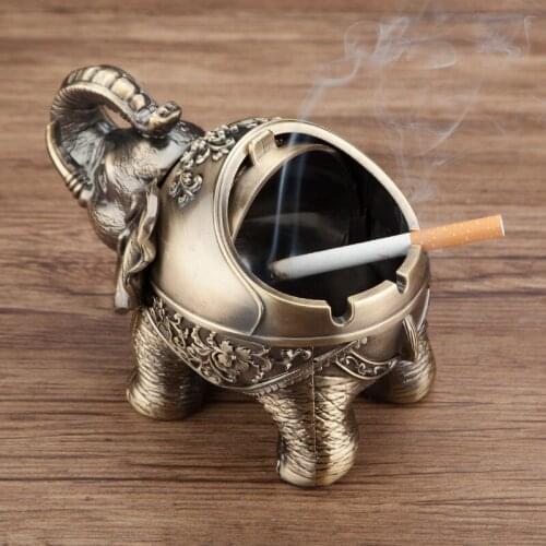 Cute Animal Car Ashtray Creative Elephant Ashtray Stainless Steel Bronze Ashtray for Living Room Home Office Desk