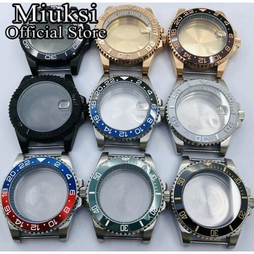 Miuksi 40mm silver watch case sapphire glass case fit ETA 2836 NH35 NH36 Mingzhu DG 2813 3804 Miyota 8205 8215 821A movement