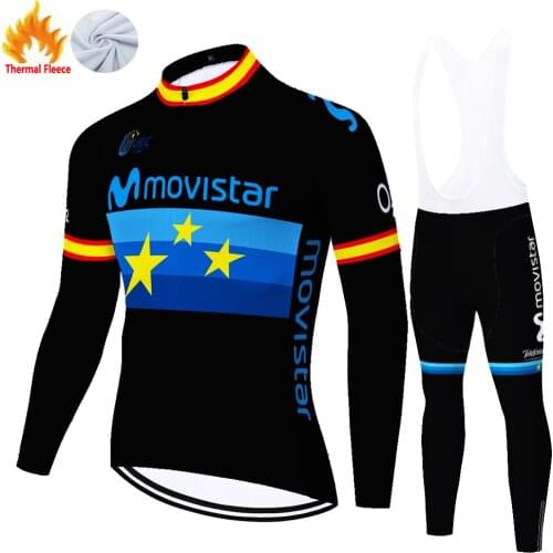 Movistar Winter Thermal Fleece Jersey Equipos Maillot Ropa Para Equipamento Tricota Ciclismo Hombre Conjunto Ciclismo Masculino